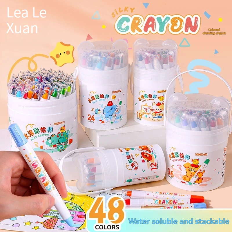 12-48 لون جودة عالية قابل للغسل ألوان الباستيل الزيتية قابل للمسح غير القذرة الأيدي الملونة تلوين مع صندوق تخزين أدوات الطلاء الطفل