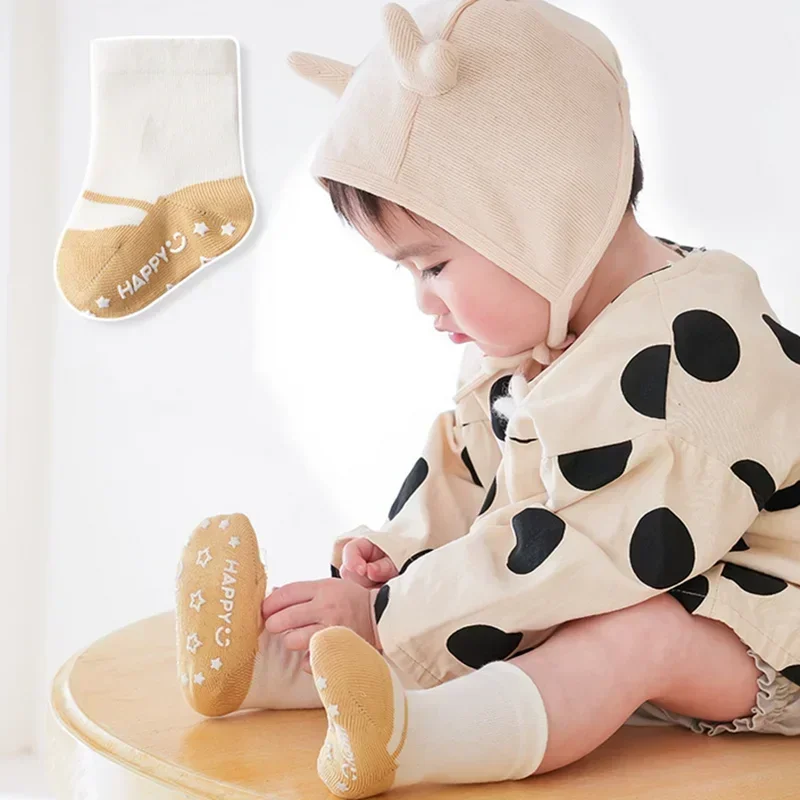 Korean New Baby Patchwork Anti-slip Rubber Floor Socks Cotton Breathable Newborn Infant Toddler Boys Girls Socks 0-5years Old