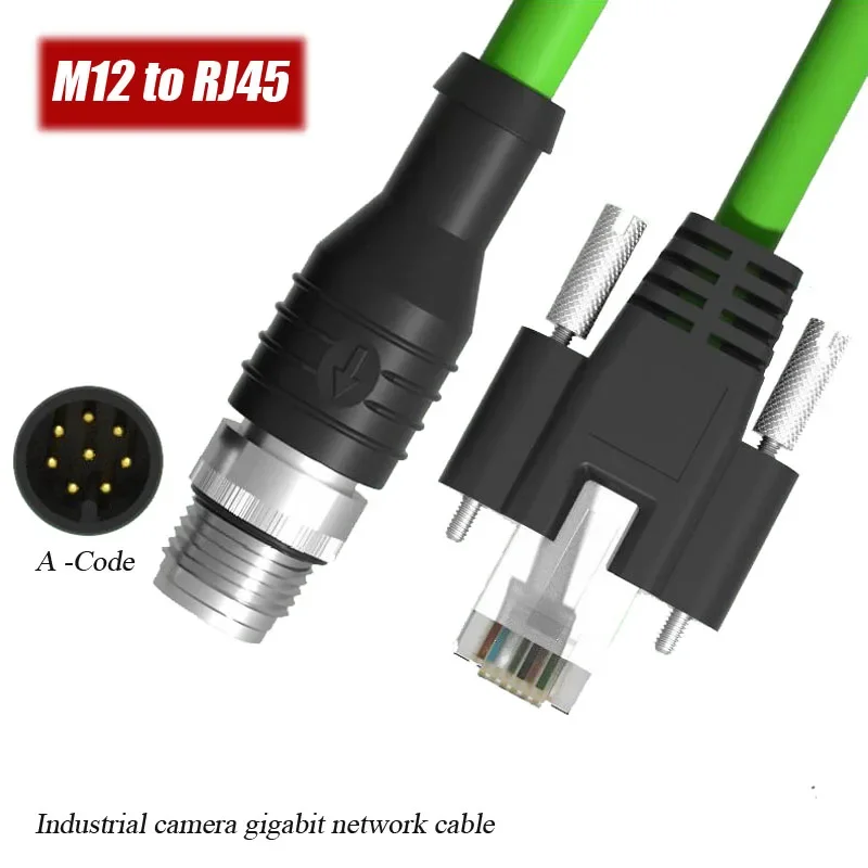 Waterproof M12 8Pin A-Code to RJ45 Network Line I67 M12 to rj45 with Screw Industrial Camera Shielded Gigabit Drag Chain Cable