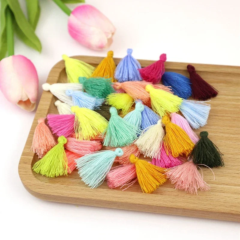 100 Mini Cotton Tassels 3cm Fringe Tassels Pendant For imitation jewelry DIY Fringe Earring Crafts Sewing Home Decor Accessories