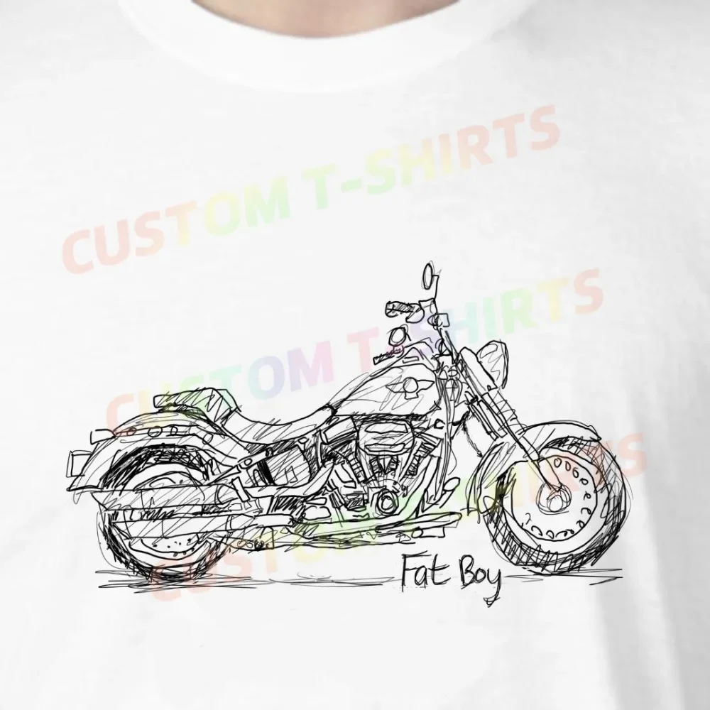 

244 85_Fat_Boy Fans' comic-style hand-drawn pattern T-shirts for both men and women in summer