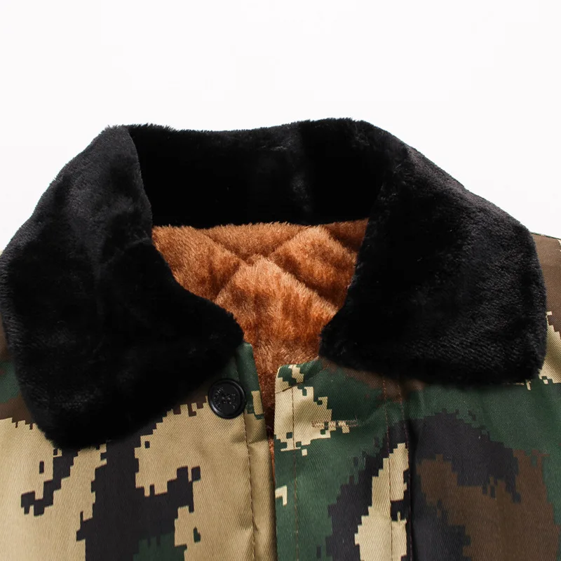 Winter Cotton Padded Jacket Men's Plush Thickened Camouflage Cotton Padded Jacket Warm Work Clothes