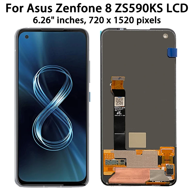 AMOLED For Asus Zenfone 8 8z ZS590KS LCD Screen Touch Panel Digitizer For Zenfone 8 Flip ZS672KS Display With Frame