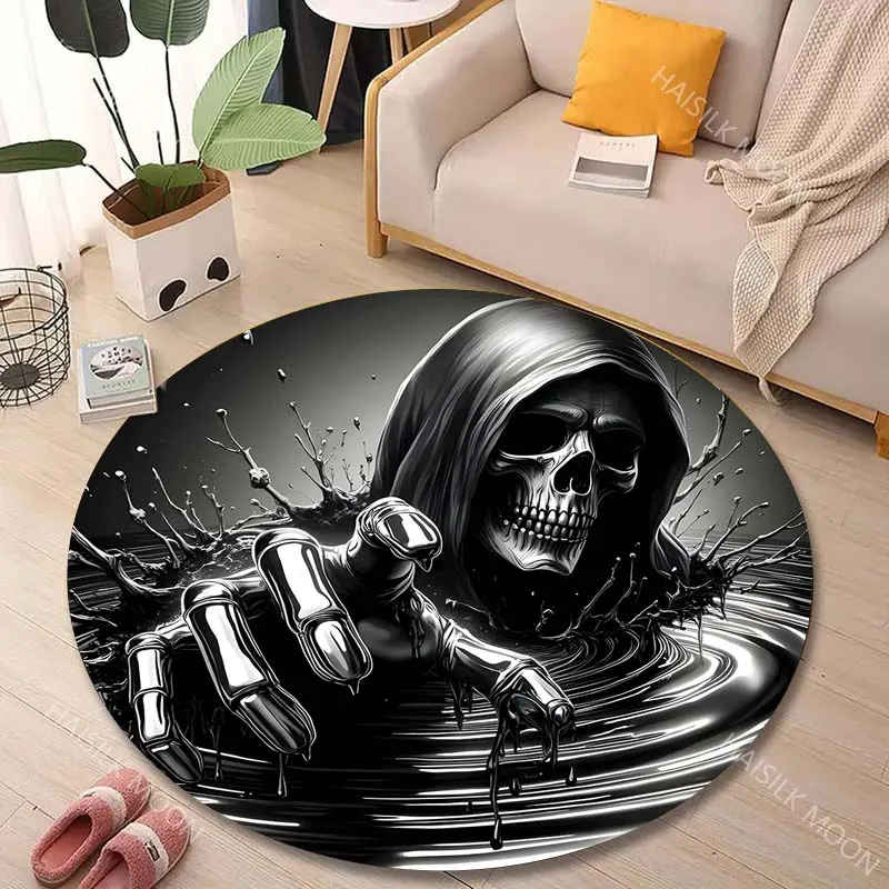 1PC Robotic hand in black liquid Print Round Carpet for Living Room Bedroom Sofa Table Floor Mat Area Rug Luxury Gift