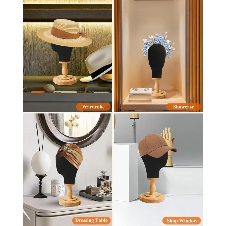 21 Polegada manequim cabeça suporte para perucas chapéus bonés cocar modelo de exibição de fone de ouvido com suporte de peruca de linho cúpula de lona e detacha