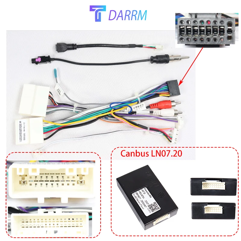 For Renault Taliant Dacia Sandero Car Android Radio Accessories Cable Connector Socket Power Wiring Harness with CAN Bus Decoder