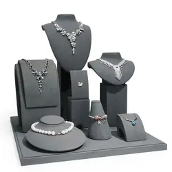 New Jewelry Display Rack Gray super-fiber mannequin jewelry props necklace pendant display rack window set