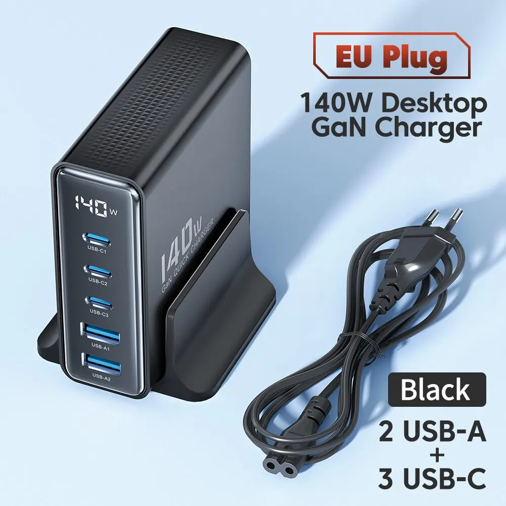 Toocki 140w gan usb充電器5in1デスクトップ急速充電usbタイプc充電器