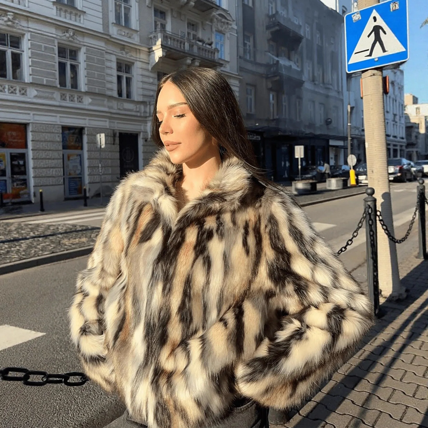 Fall/Winter Faux Fur Coat Vintage Loose Women's Stand Collar Long Sleeve Autumn Furry Warm Coats New Casual Ladies Outerwear