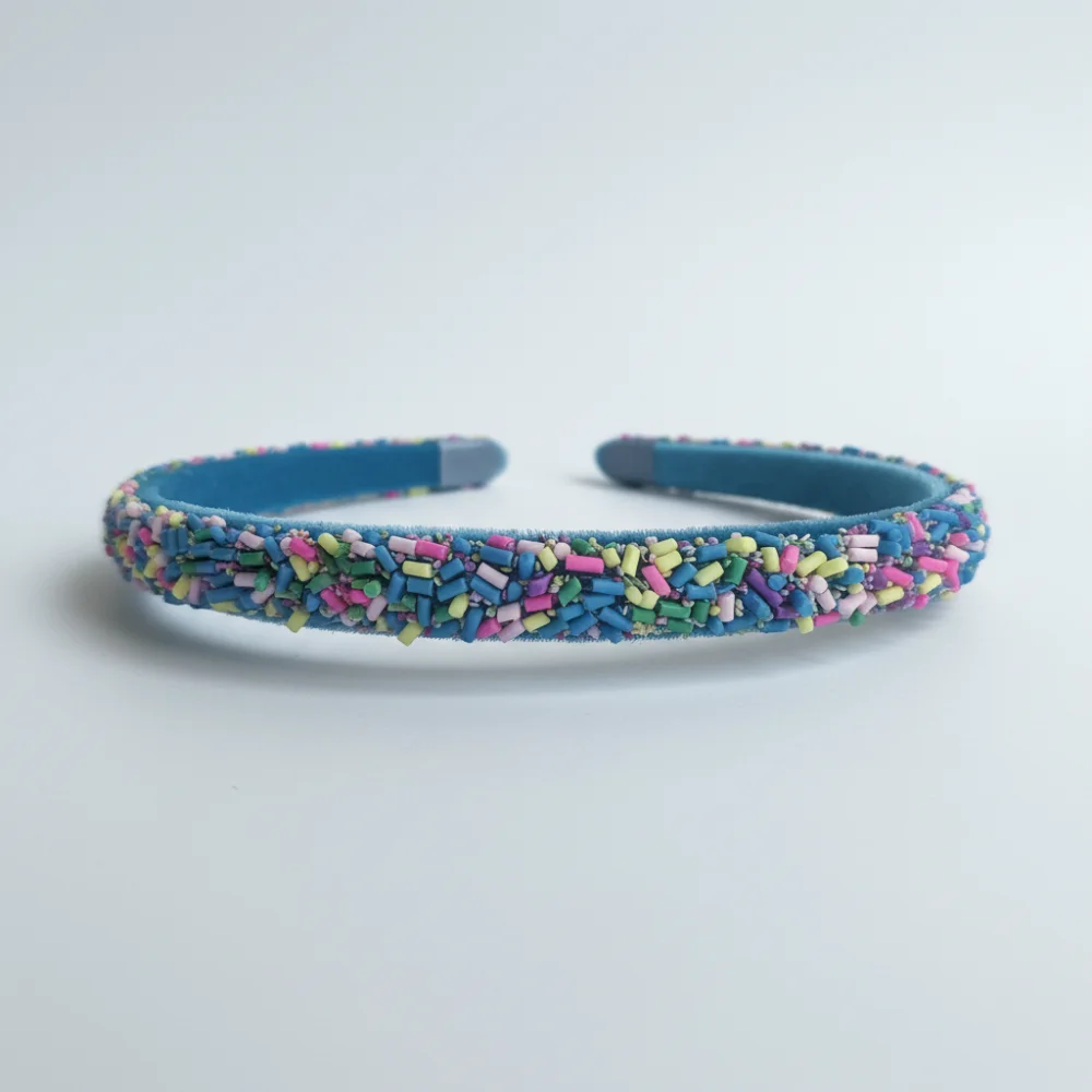 

Trendy Thin Particles Headbands For Girls Multicolor Non Slip Colorful Headband Cute Puffy Hair Band Daily Wear