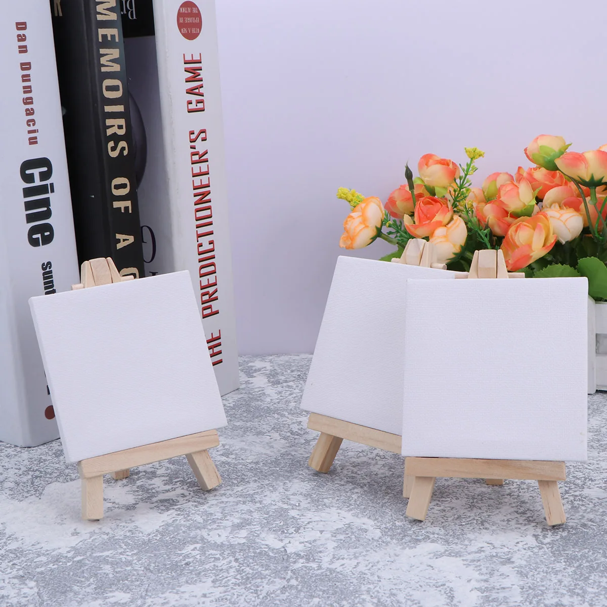 10Pcs Mini Canvas with Easel Wooden Easel for Painting Craft Drawing Decoration Art Activity Hand-Painted Board Set