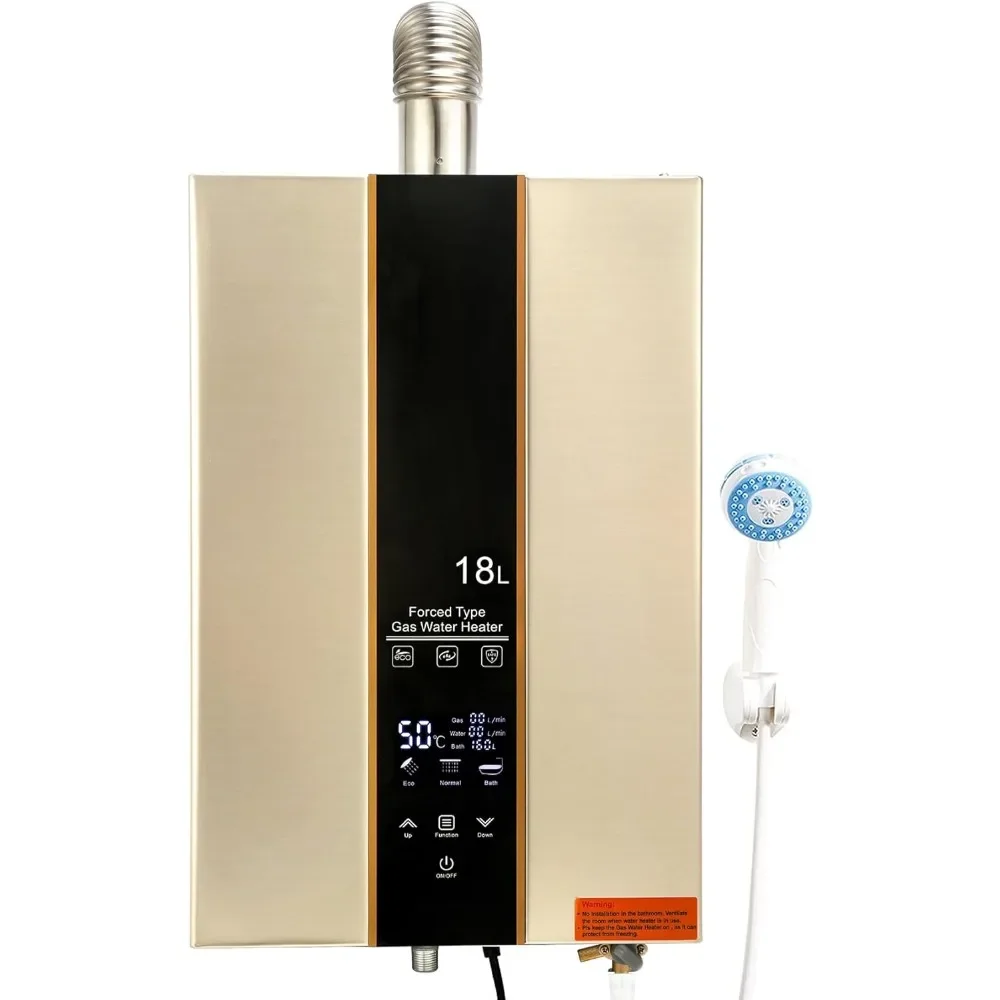 

Tankless Water Heater, 18L 4.75 GPM 111000 BTU, Digital Display Touch Screen & Thermostatic, On-Demand Instant Hot Water Heater