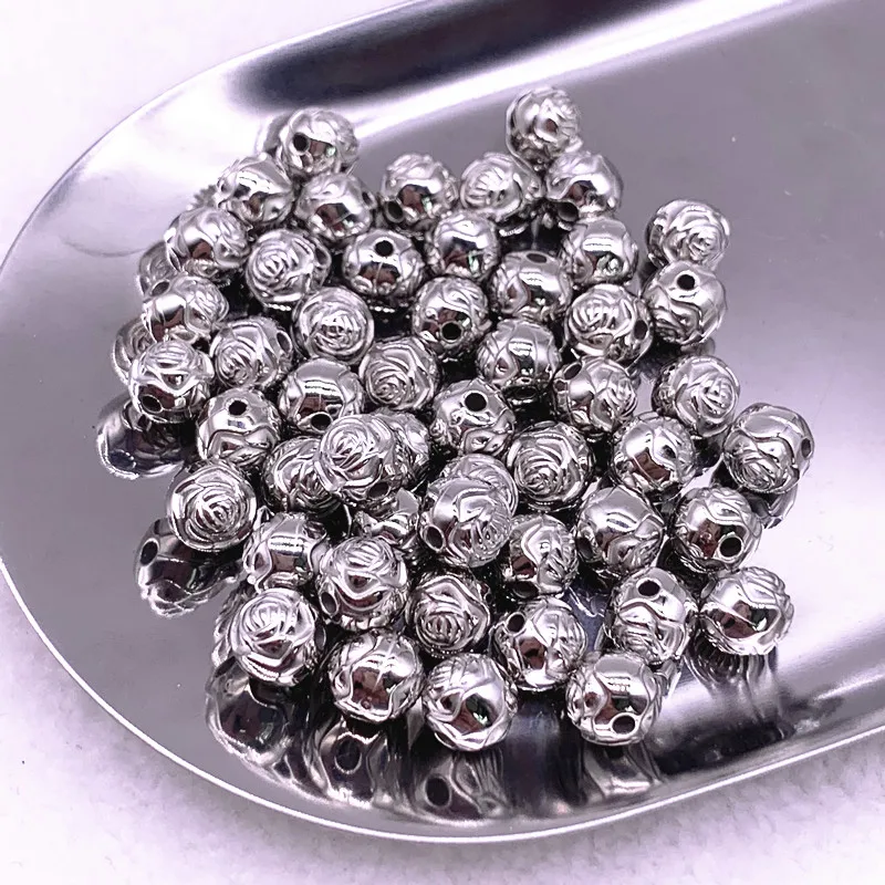 6mm 8mm Flower Ball ABS Beads Gold/Silver Plated Spacer Beads For Jewelry Making DIY Charms Bracelet