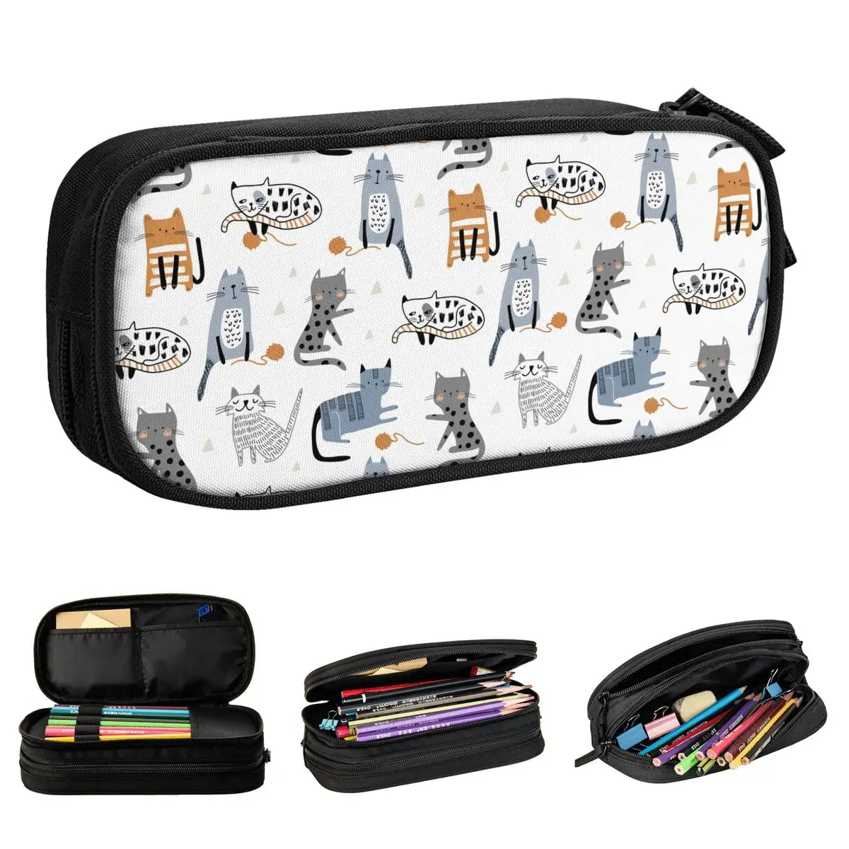 

Lovely Animal Cat And Yarn Ball Pencil Cases Cartoon Cute Pen Box Bag Student Big Capacity Students School Zipper Pencil Pouch