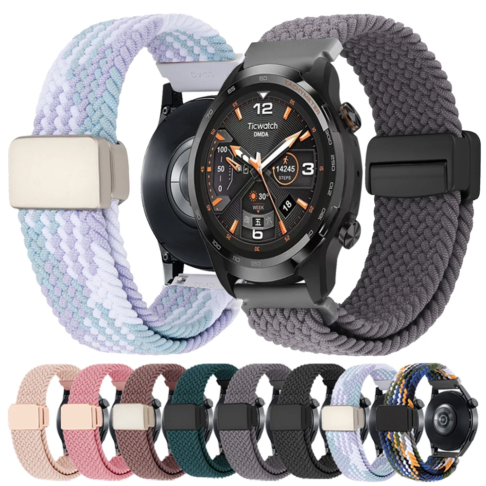 22 ミリメートル 20 ミリメートル磁気編組ストラップ TicWatch E2/E3/S2/GTH 2/GTW/GTH 弾性バンド TicWatch Pro 3 ウルトラ GPS ナイロンループブレスレット