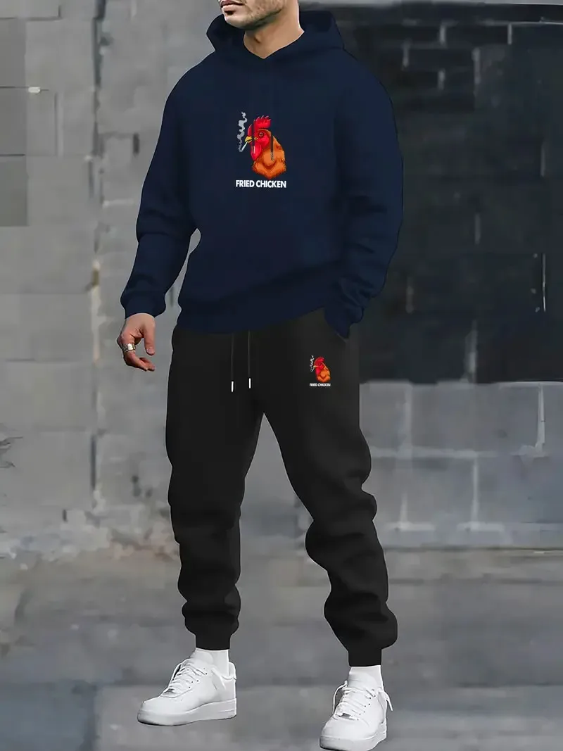 

The 2025 autumn new 3D printed comfortable and casual men's outdoor sports sweatshirt and sweatpants set