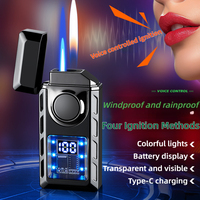New TH663 Voice-controlled Intelligent Ignition Flame Switching Transparent Visual Inflatable Windproof Lighter with One Click