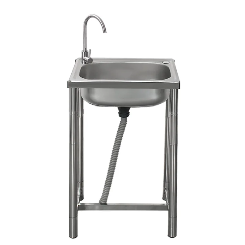 Yjq stainless steel vegetable basin dishwasher with bracket floor single basin assembly simple wash basin