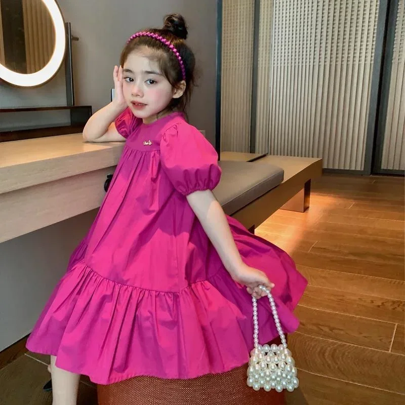 2024 New Summer Sundress Pitaya Dress Lolita Child Girls A-line Casual Midi Dress Children Dresses for Teens Party Princess