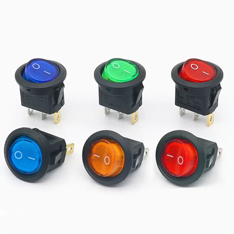 4Pcs 12V/220V Led Switch 10A 12V Light Switch Power Switch Car Button Lights ON/OFF 3pin Round Rocker Switch KCD1