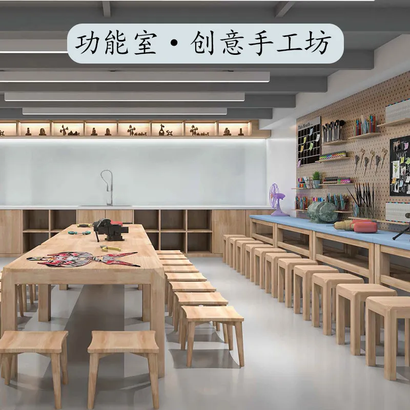 Kindergarten multi-functional room creative handmade workshop table and chair set early education children's decorative hole