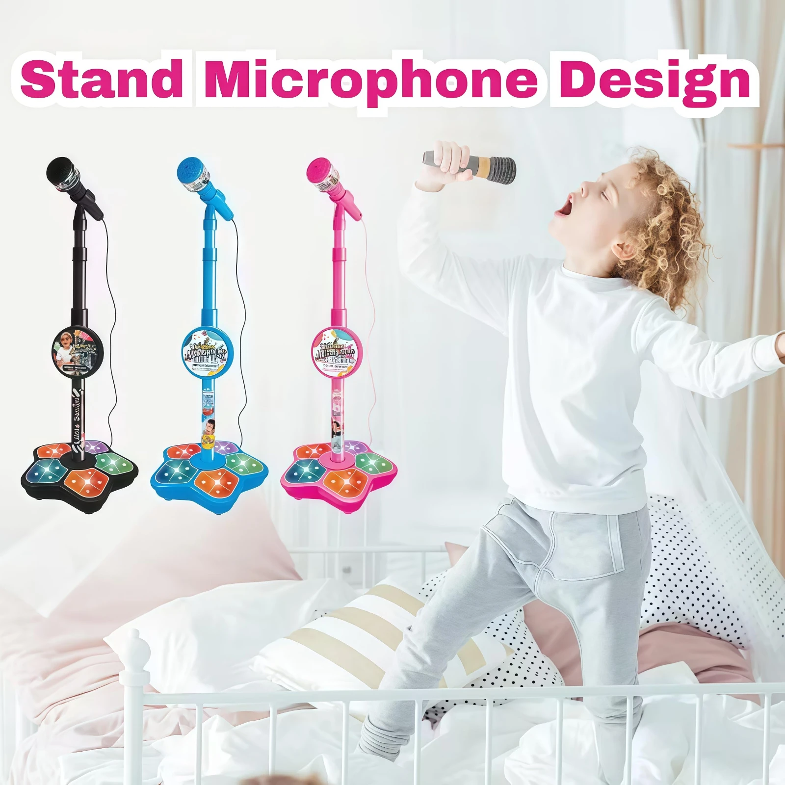 ميكروفون الموسيقى موضوع لعبة طفل ستار ميكروفون المغني الصغير صوت ميكروفون الغناء لعبة الأطفال الغناء اللعب #1
