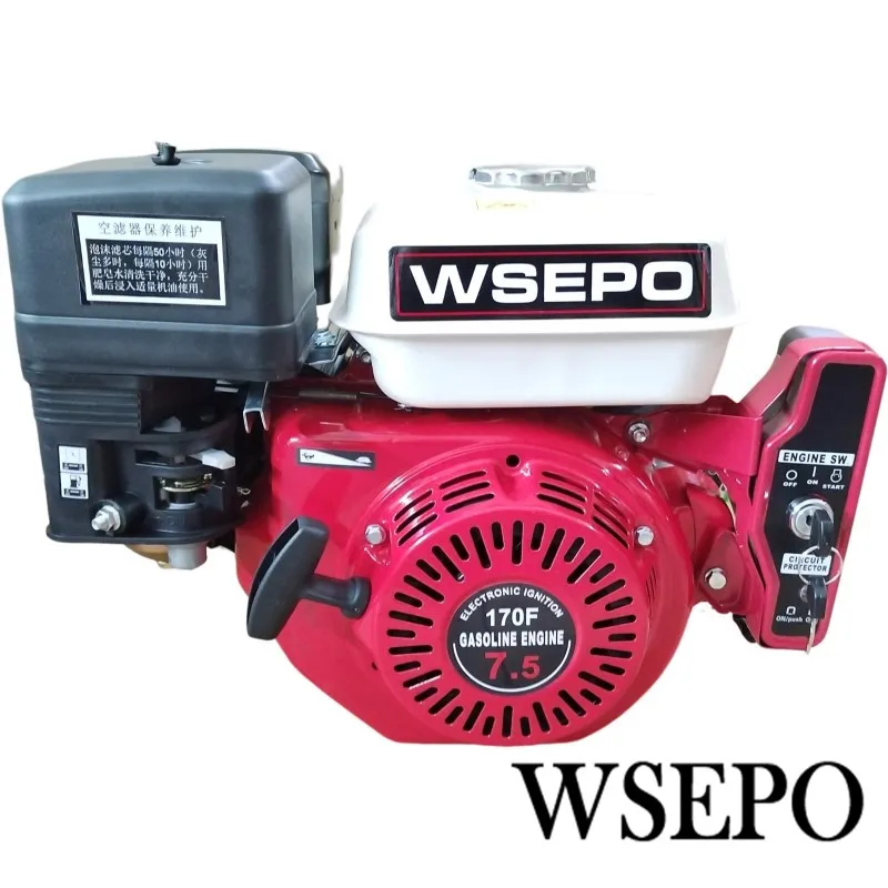 WSE-170F 7HP 212CC With 1/2 Speed Reducer (Max.1800RPM) Electric Start Air Cool 4-Str. Gas Engine Used For Tiller Motoblock Etc