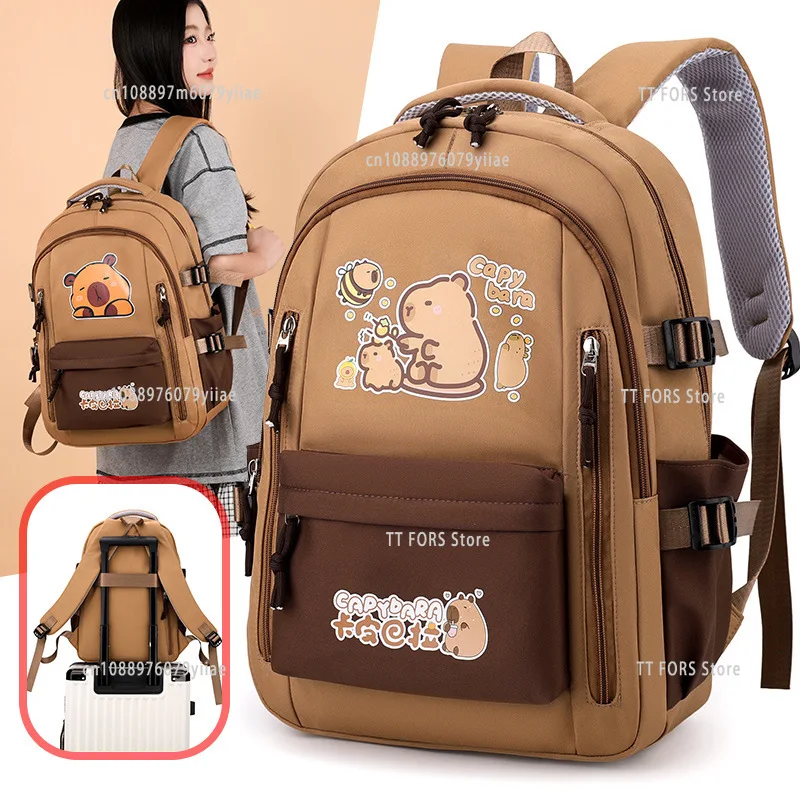 

Kawaii Capybara Girls School Bag Casual Waterproof Large Capacity Teen Girls Backpack Suitable for Preschool Birthday Gift