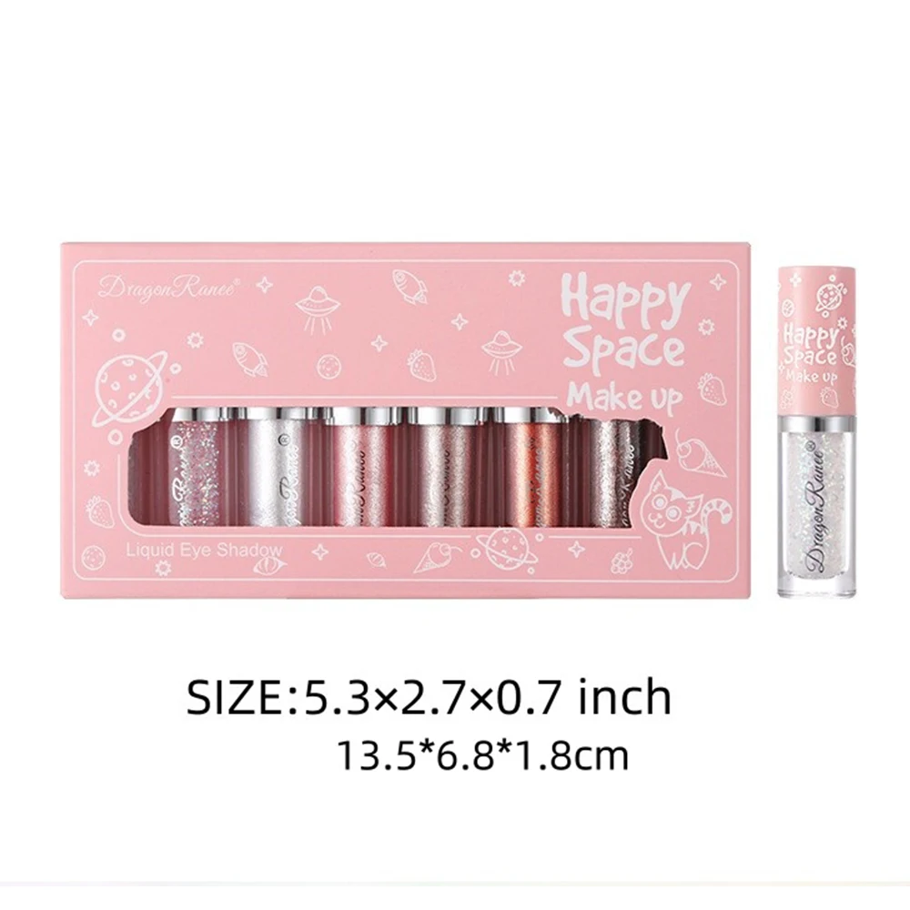 Liquid Eyeshadow Eight-Piece Set Box with Dazzling Shimmer, Fine Glitter, Bright Crystal Pearl Shimmer, High-Gloss Highlighter, Brightening and