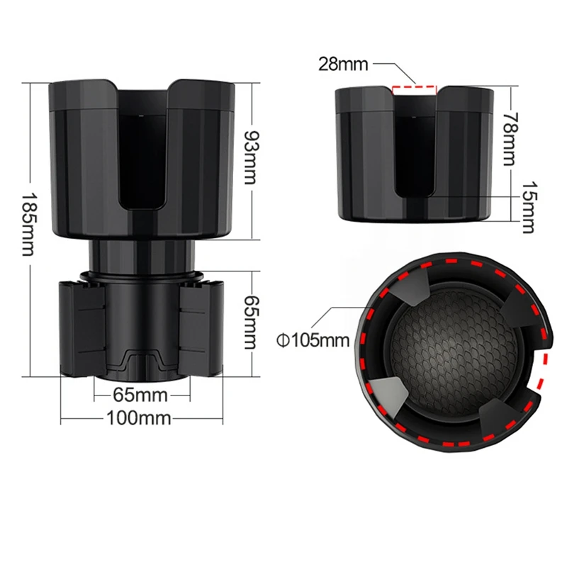 Expansor de portavasos mejorado con opción de compensación para coche, 1 pieza