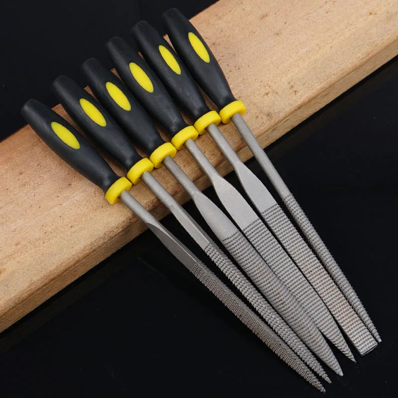 Juego de limas de aguja de metal mini de 6x140mm, herramientas de tallado de madera para limado de acero, herramienta manual de carpintería