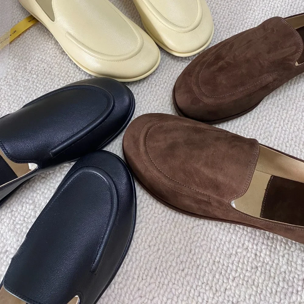 Geïmporteerde Kalfsleer Loafers Echt Lederen Flats Damesschoenen