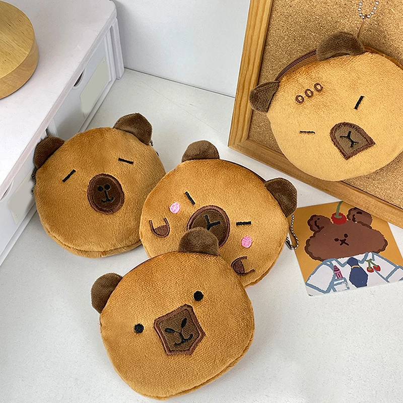 Tas penyimpanan Earphone Capybara Fashion lucu tas koin Capybara kreatif kartun gantungan kunci dompet koin portabel hadiah liontin