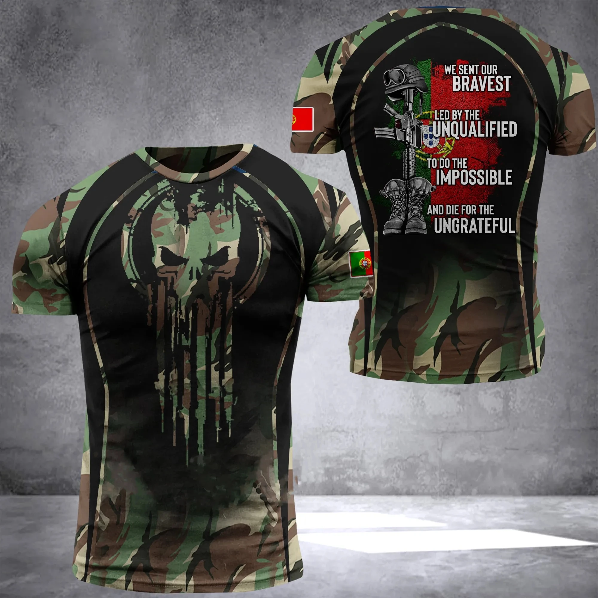 Summer men's and women's T-shirts Tactical Camouflage soldiers 3D printed shirt tops-ARMY-VETERAN high-quality special forces