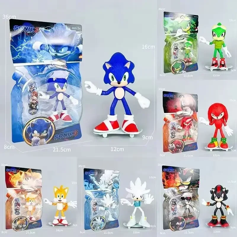 

Anime Soniced Action Figures Shadow Tails Knuckles Silver Jet Toy Figurine Pvc Model Doll Room Decoration Kids Halloween Gift