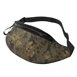 Custom Casual Flecktarn Camo Fanny Pack for Traveling Men Women Military Army Camouflage Crossbody Waist Bag Phone Money Pouch