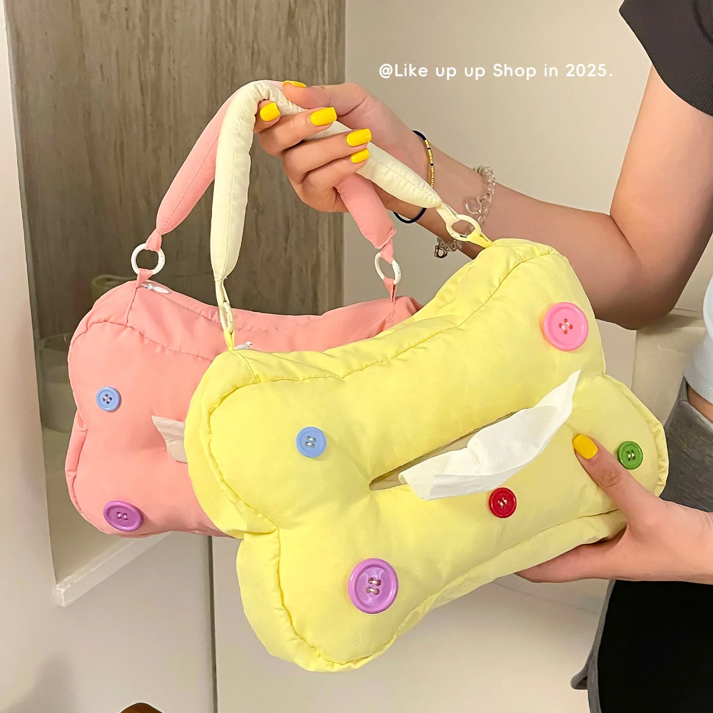 Hanging Paper Towel Box Wall-Mounted Car Tissue Bag Fabric Facial Tissue Holder Inverted Paper Towel Storage Hanger Cute Scatole