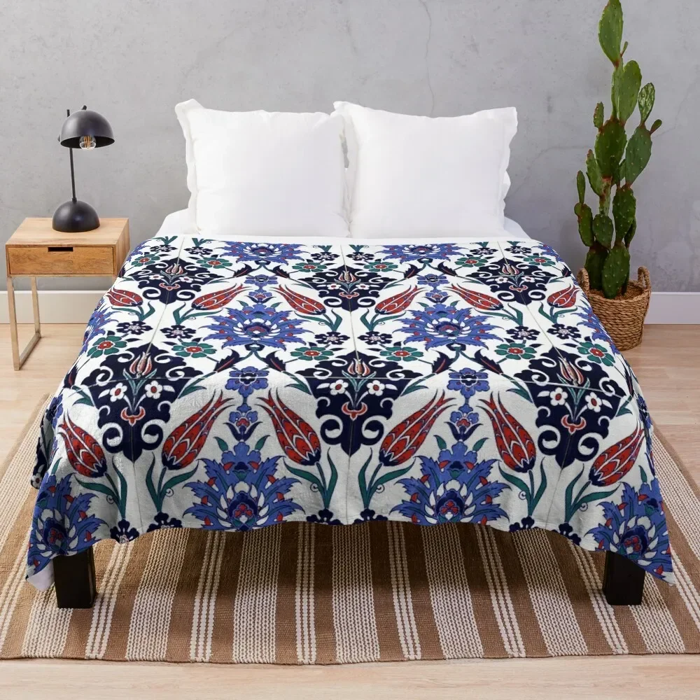 Turkish Tulip Motif Tile Pattern Throw Blanket Luxury Thicken christmas gifts Loose Blankets