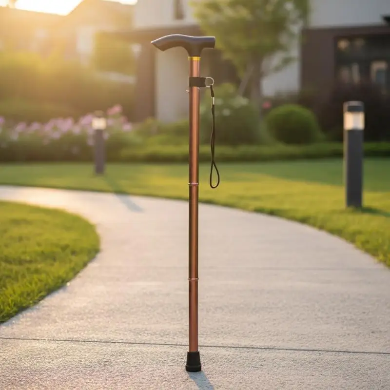 Folding Cane Portable 5-Level Adjustable Height Walking Stick With Foldable Design Wrist Strap