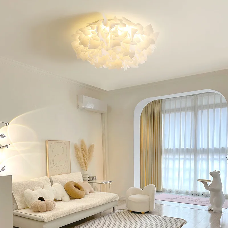 

Italian Nordic Floral Ceiling Light: Modern Petal Design for Bedroom - Warm Romantic Ins Viral Main Light Fixture