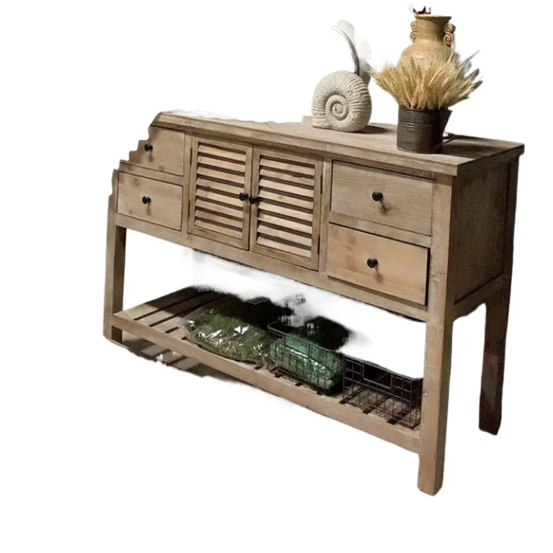 

Nordic new wooden craft furniture antique and old creative combination set large bookcase dining side cabinet