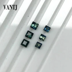 VANTJ 100% Natural Blue Green Sapphire Loose Gemstone Square Cut for Diy Handmade Jewelry Mounting Women Party Gift Wholesale