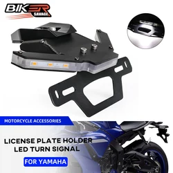 For YAMAHA YZF R1 R1M R1S 2015 2016-2023 Motorcycle Accessories License Plate Holder LED Turn Signal Bracket Fender Eliminator