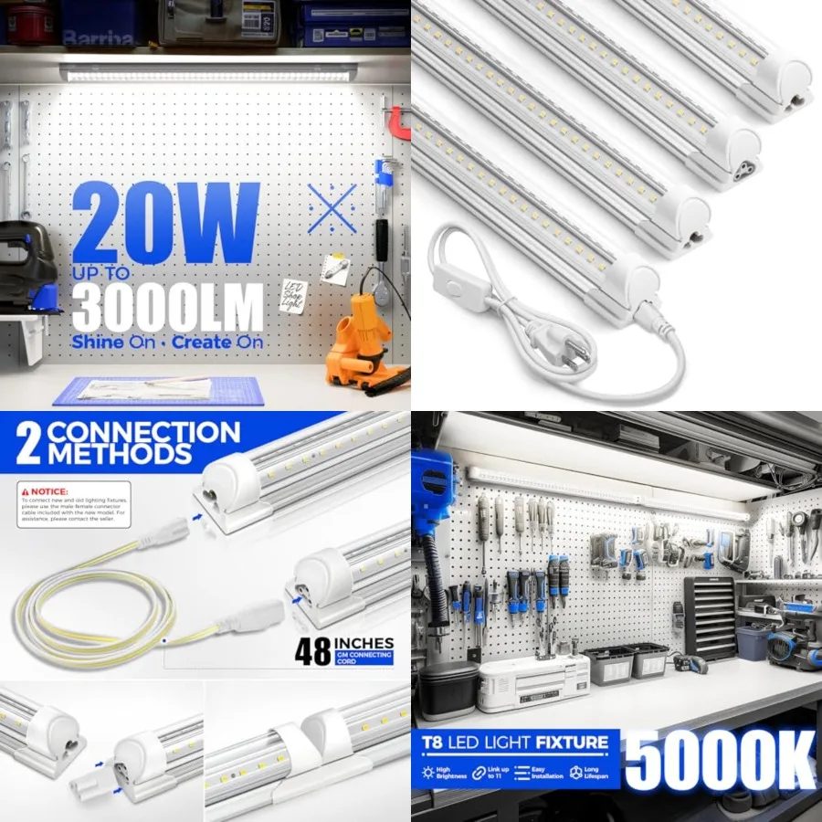

2Feet LED Shop Light, 3000LM, 20W, T8 Shop Lights for Garage, Workbench, Cabinet, Workshop, Room, LED Tube Lights, Linkable Cei