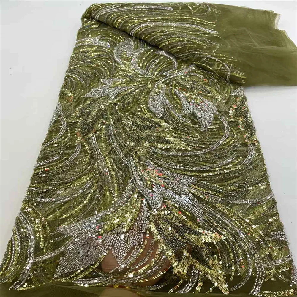 قماش دانتيل أفريقي فاخر قماش ترتر شبكي فرنسي 2025 خرز خياطة عالي الجودة مطرز دانتيل تول نيجيري