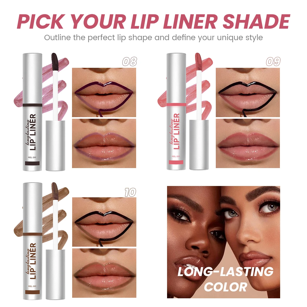 Tear Off Design Lip Liner, Create Custom Lip Line, Waterproof Matte Lip Tint, Long-lasting Easy To Peel High Color Rendering