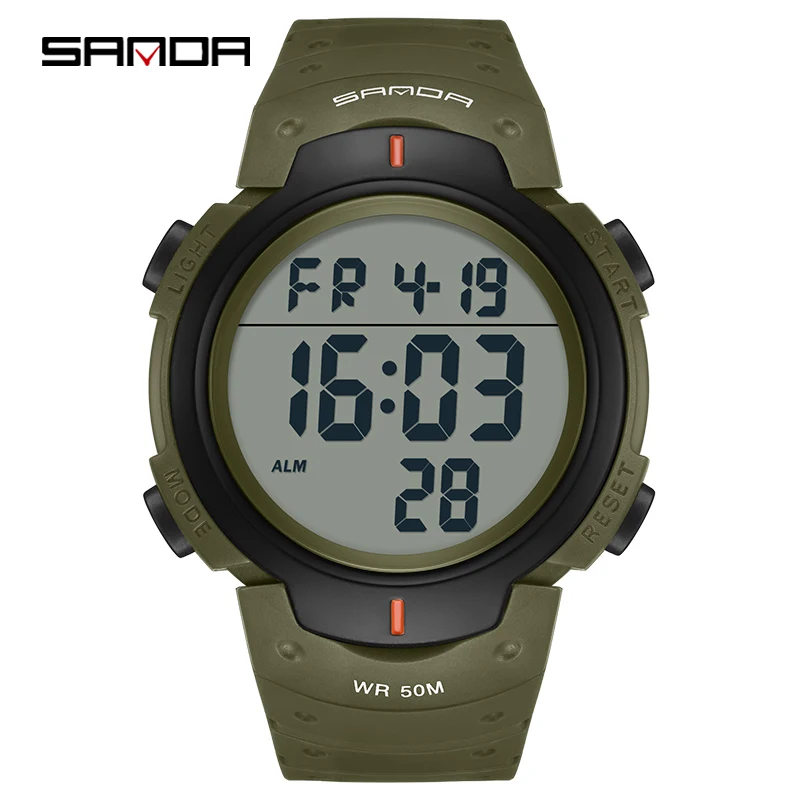

Мужские электронные часы SANDA 269: модные, с подсветкой, будильником, ударопрочные, с большим циферблатом, спортивные, повседневные, цифровые наручные часы