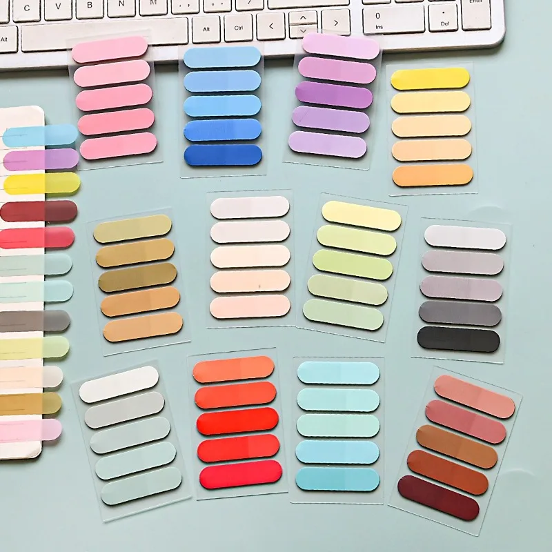 Gradient PET Sticky Index Tabs, Transparent Writable Highlight Markers, Note Labels for Student Notebook Stationery Supplies