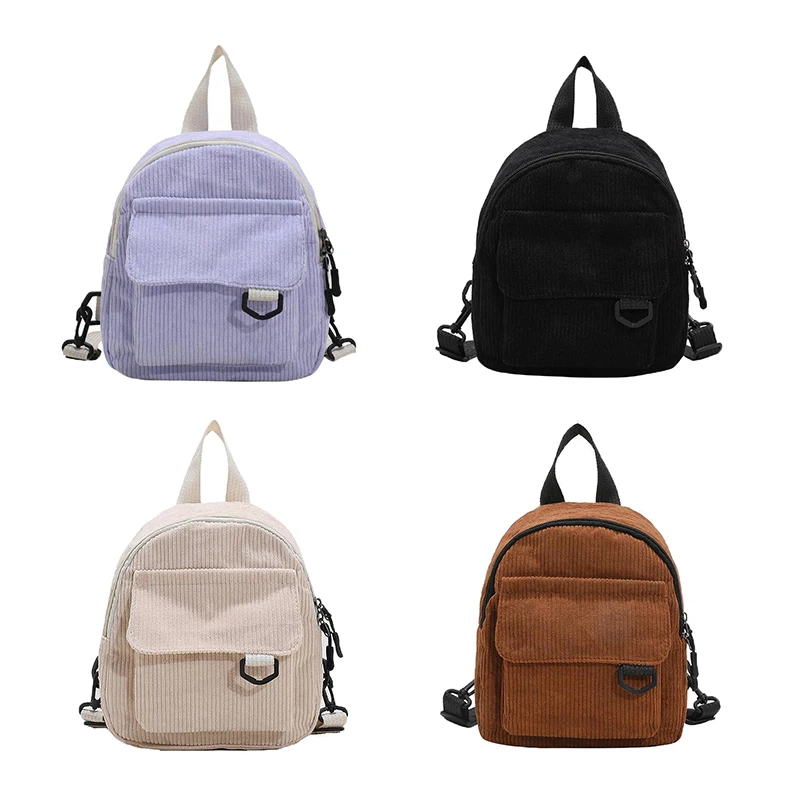 

Women's Mini Backpack Fashion Solid Color Corduroy Small Simple Casual Durable Traveling Large Capacity Female's Schoolbag