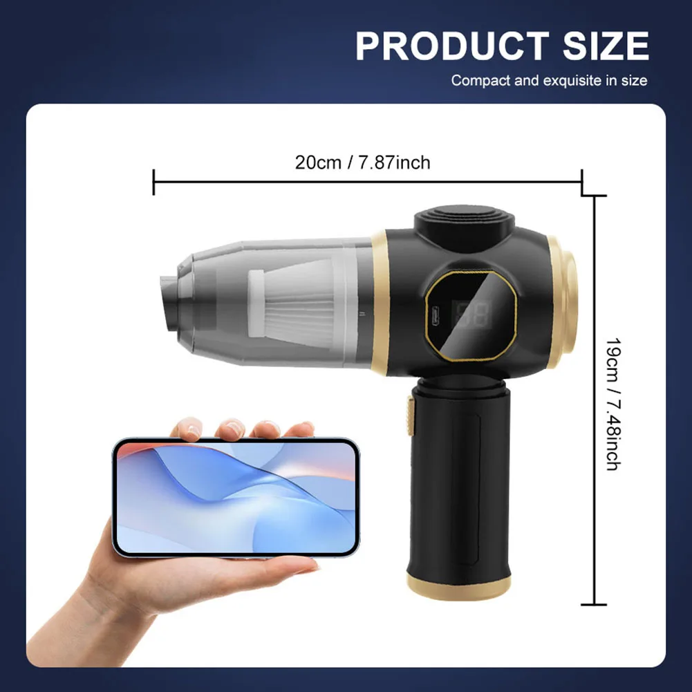 

Compact Vacuum Car Vacuum Cleaner Easy Maneuverability Extended Suction Head High Capacity Battery 18*16.5*7cm